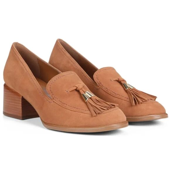 Naturalizer Trixie Block Heel Loafer - English Tea Brown Suede 8M - Picture 1 of 16